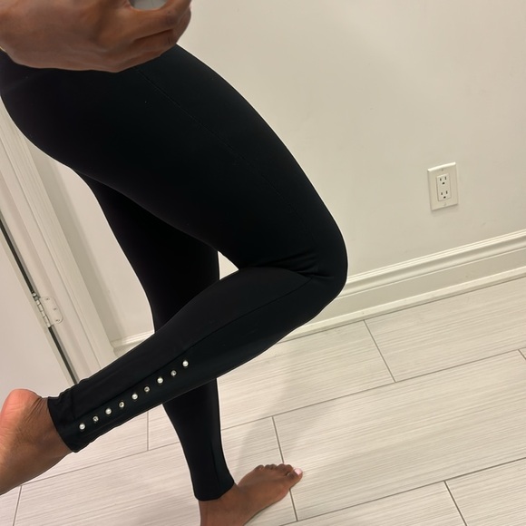 Tight Fitted Black Pants with Pearl Design - Picture 4 of 5